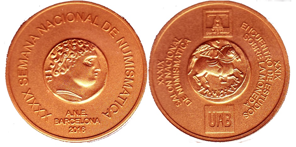 Imagen de la Medalla de la XXXIX Semana Nacional de Numismática Barcelona 2016